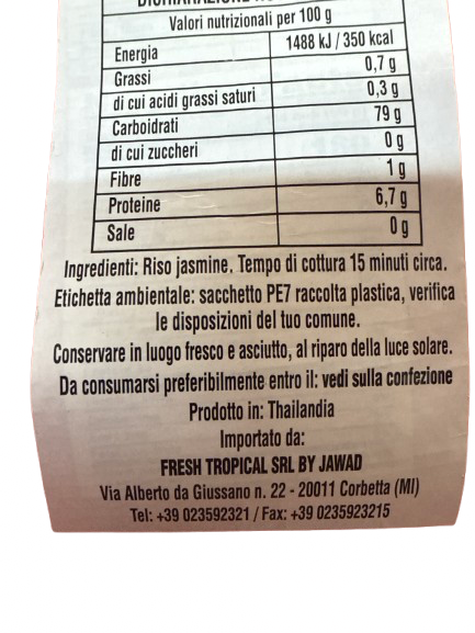 Riso Jasmine – 5kg (Origine: Tailandia)