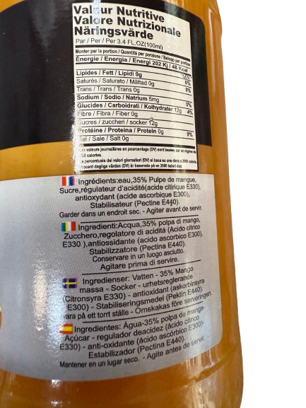 “Succo di mango – 1L (bottiglia in vetro)