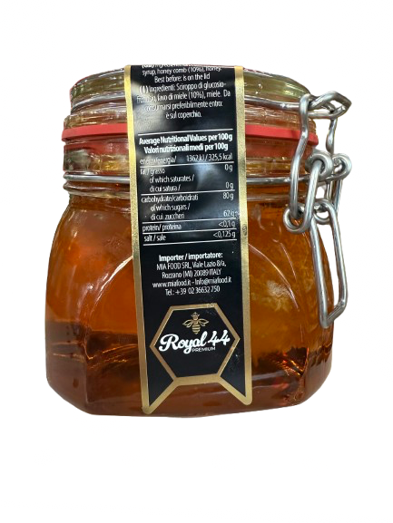 “Sciroppo di miele con favo – 750g (vaso in vetro)