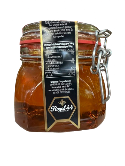 “Sciroppo di miele con favo – 750g (vaso in vetro)